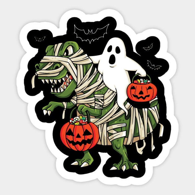 Ghost Riding Dinosaur Halloween Costume Sticker by Teewyld